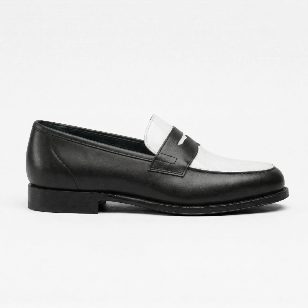 Luca Visione – Mocassin Cuir Noir & Blanc