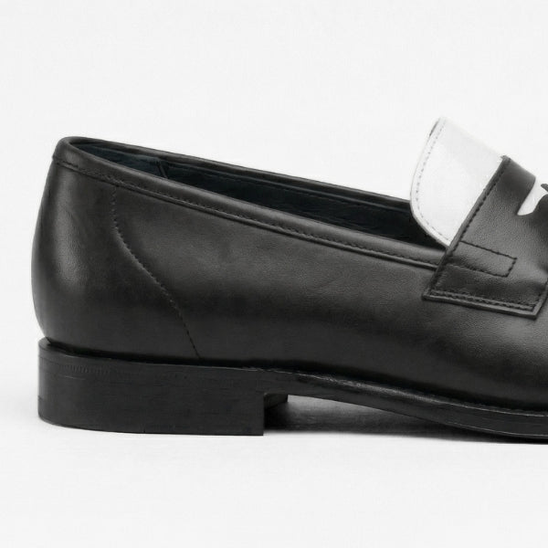Luca Visione – Mocassin Cuir Noir & Blanc