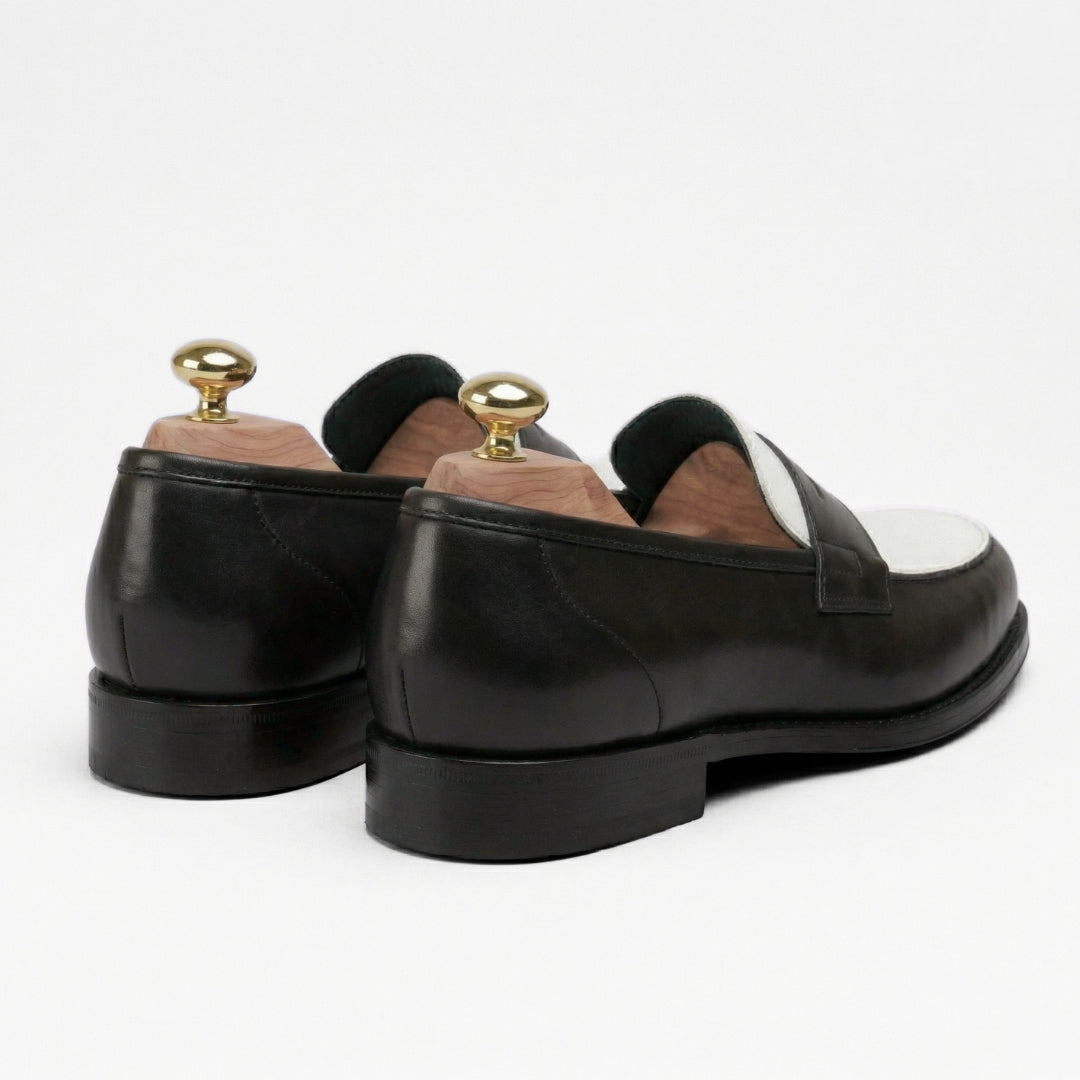 Luca Visione – Mocassin Cuir Noir & Blanc