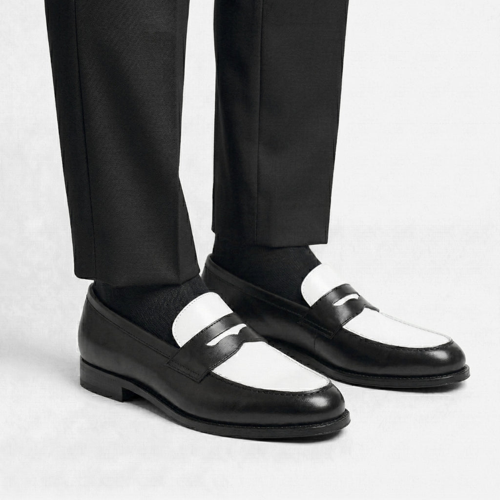 Luca Visione – Mocassin Cuir Noir & Blanc