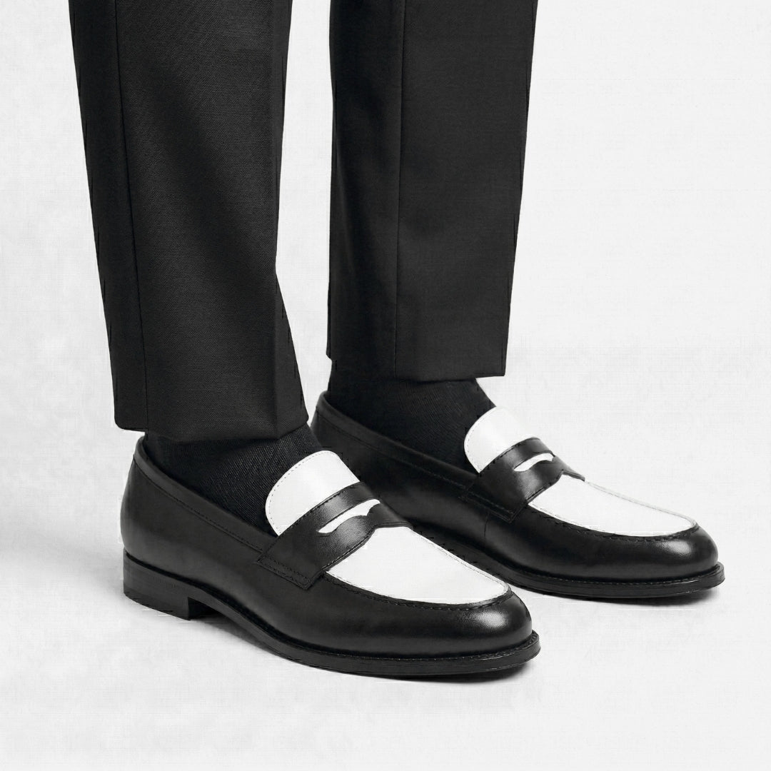 Luca Visione – Mocassin Cuir Noir & Blanc