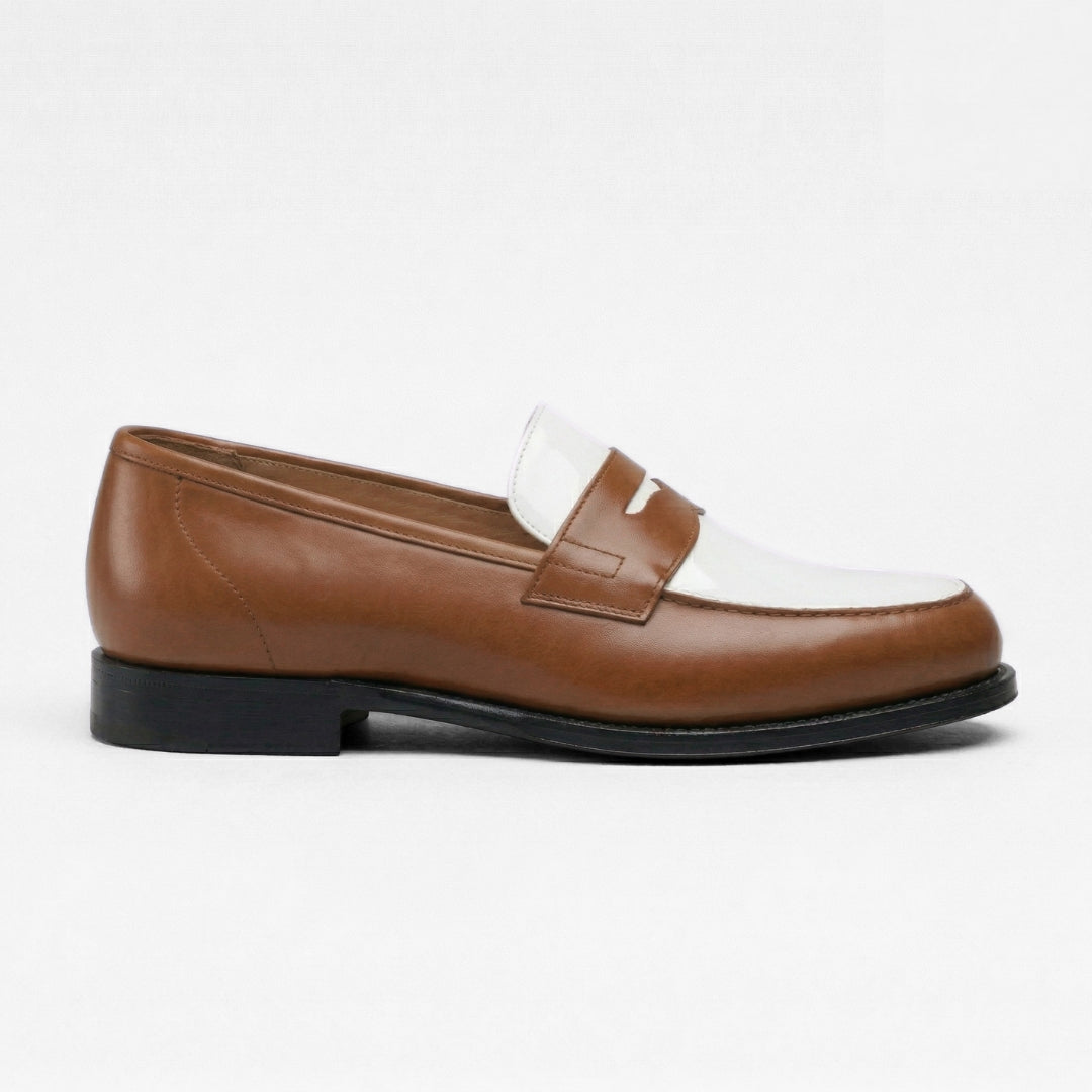 Luca Visione – Mocassin Cuir Marron & Blanc