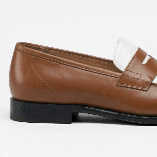 Luca Visione – Mocassin Cuir Marron & Blanc