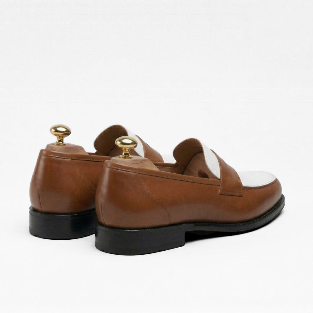 Luca Visione – Mocassin Cuir Marron & Blanc