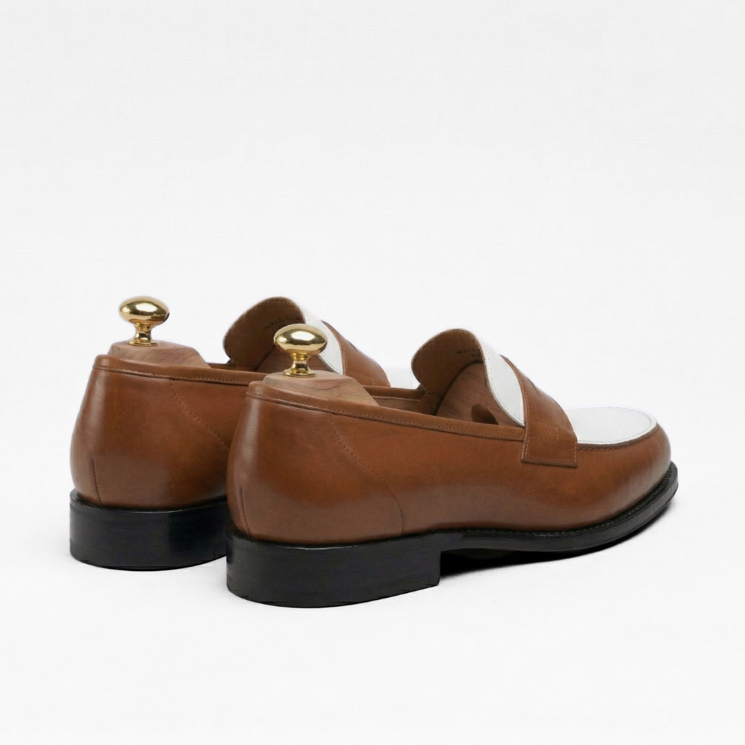 Luca Visione – Mocassin Cuir Marron & Blanc