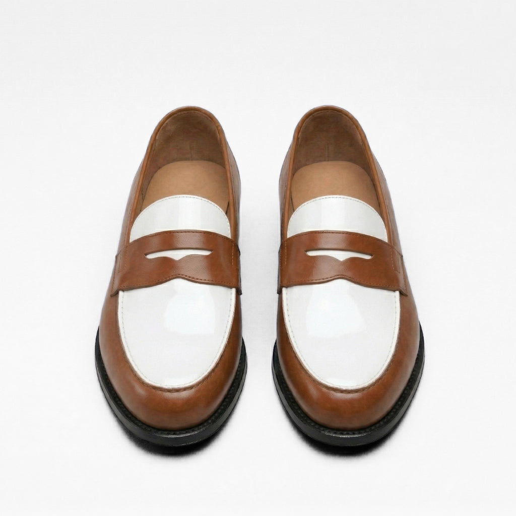 Luca Visione – Mocassin Cuir Marron & Blanc