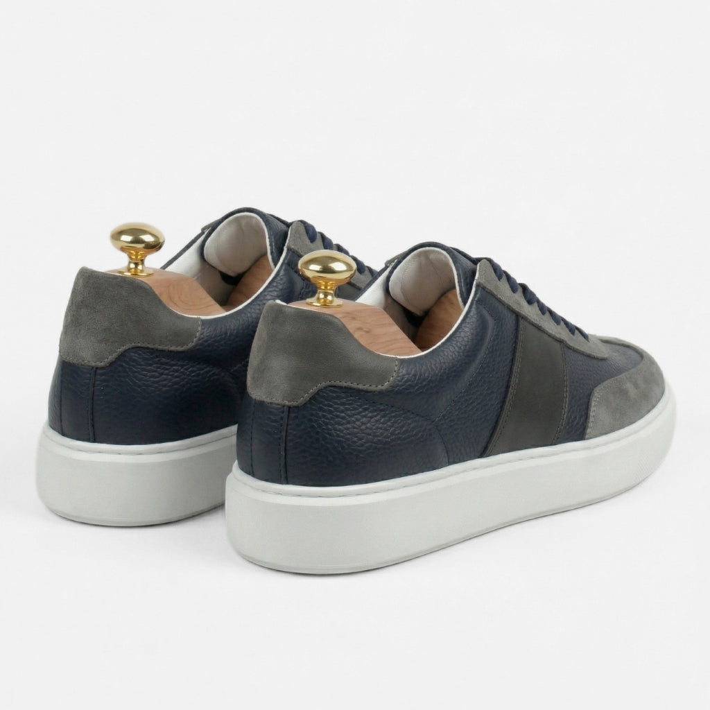 Enzo – Sneaker Cuir & Daim Bleu Nuit