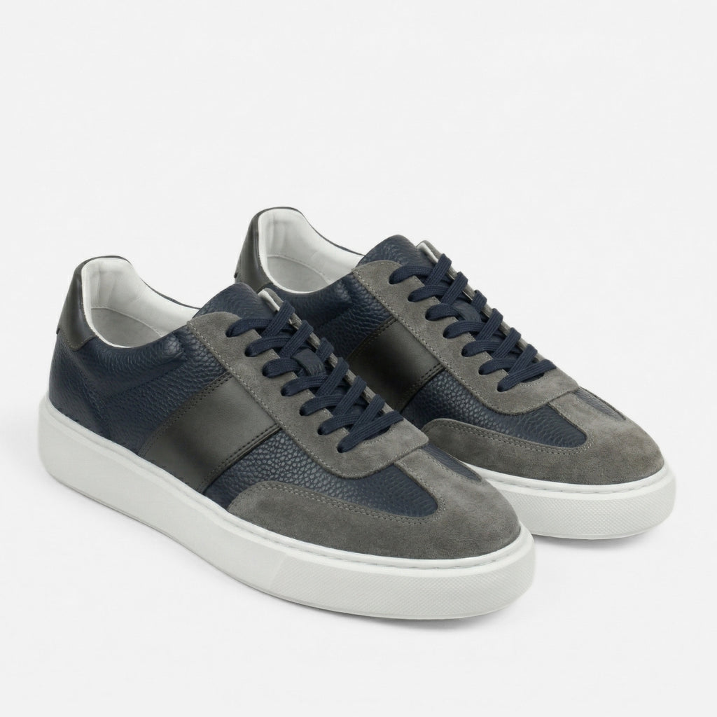 Enzo – Sneaker Cuir & Daim Bleu Nuit