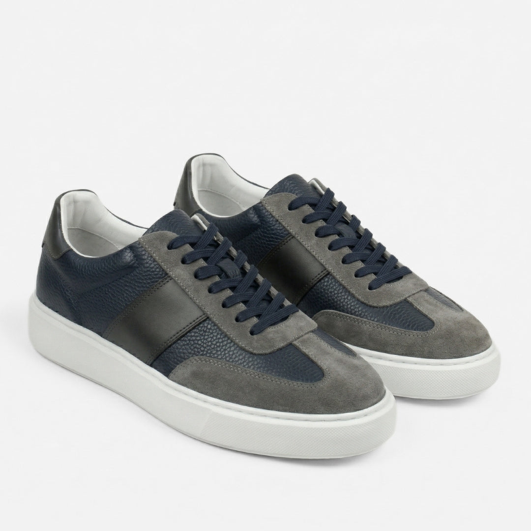 Enzo – Sneaker Cuir & Daim Bleu Nuit