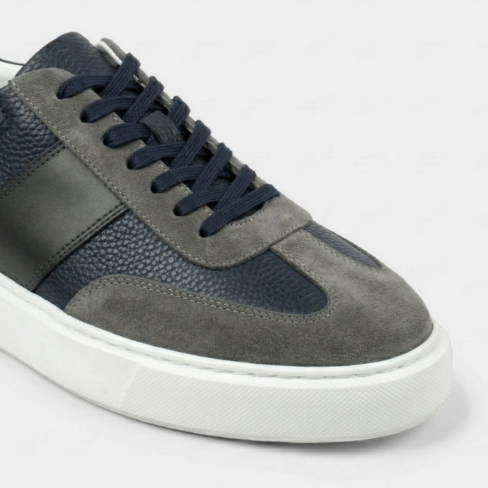 Enzo – Sneaker Cuir & Daim Bleu Nuit