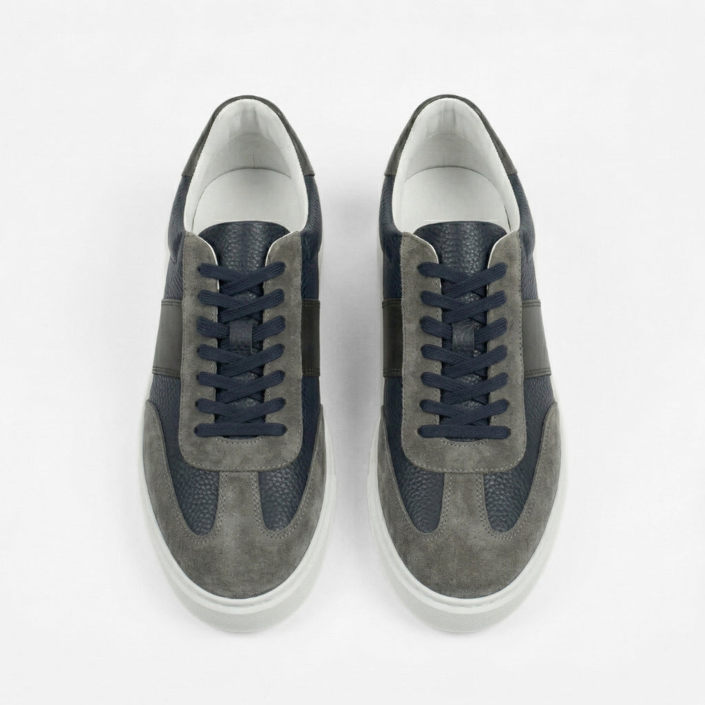 Enzo – Sneaker Cuir & Daim Bleu Nuit
