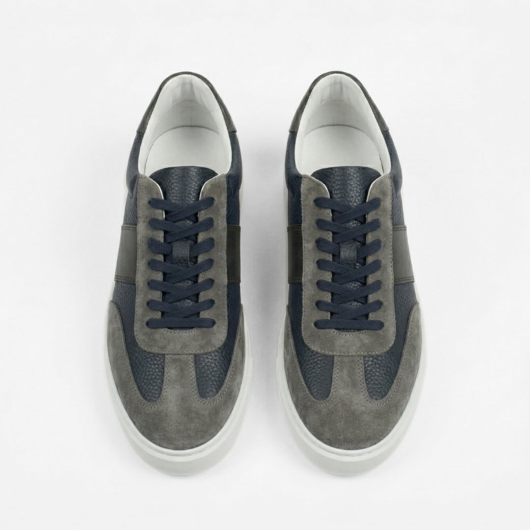 Enzo – Sneaker Cuir & Daim Bleu Nuit