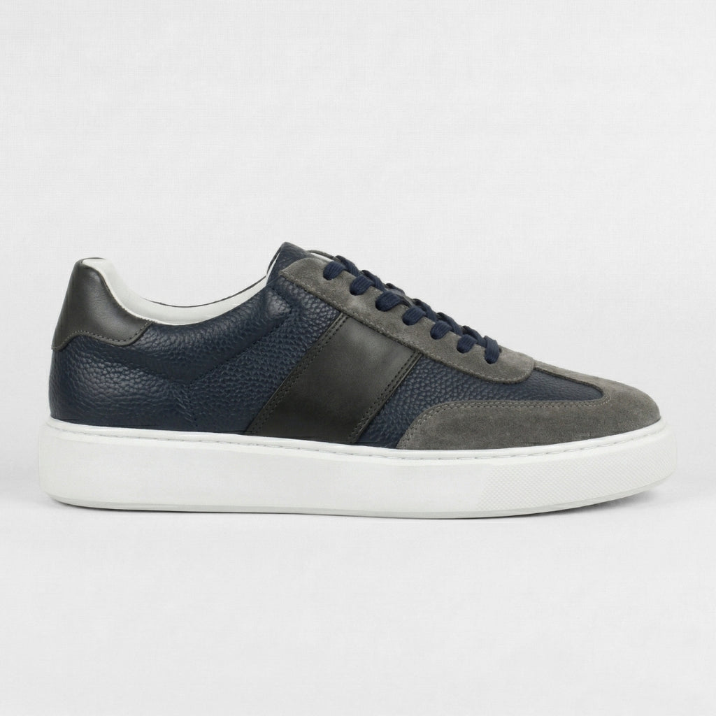 Enzo – Sneaker Cuir & Daim Bleu Nuit