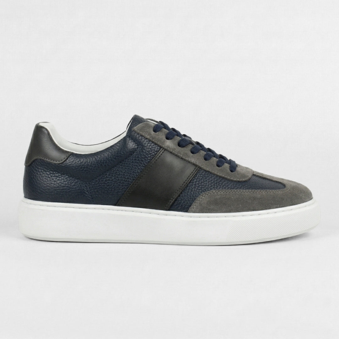 Enzo – Sneaker Cuir & Daim Bleu Nuit
