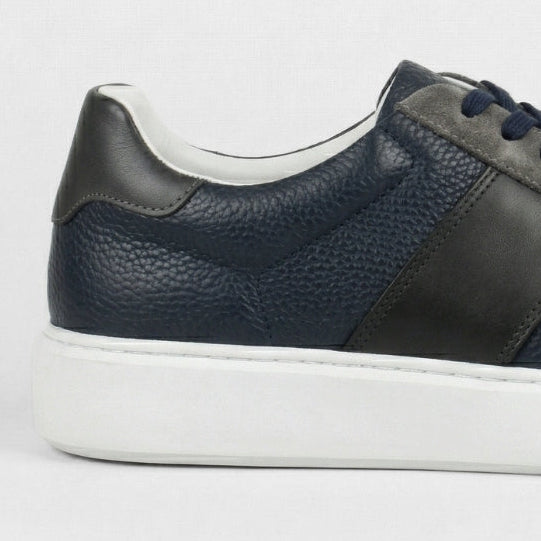 Enzo – Sneaker Cuir & Daim Bleu Nuit