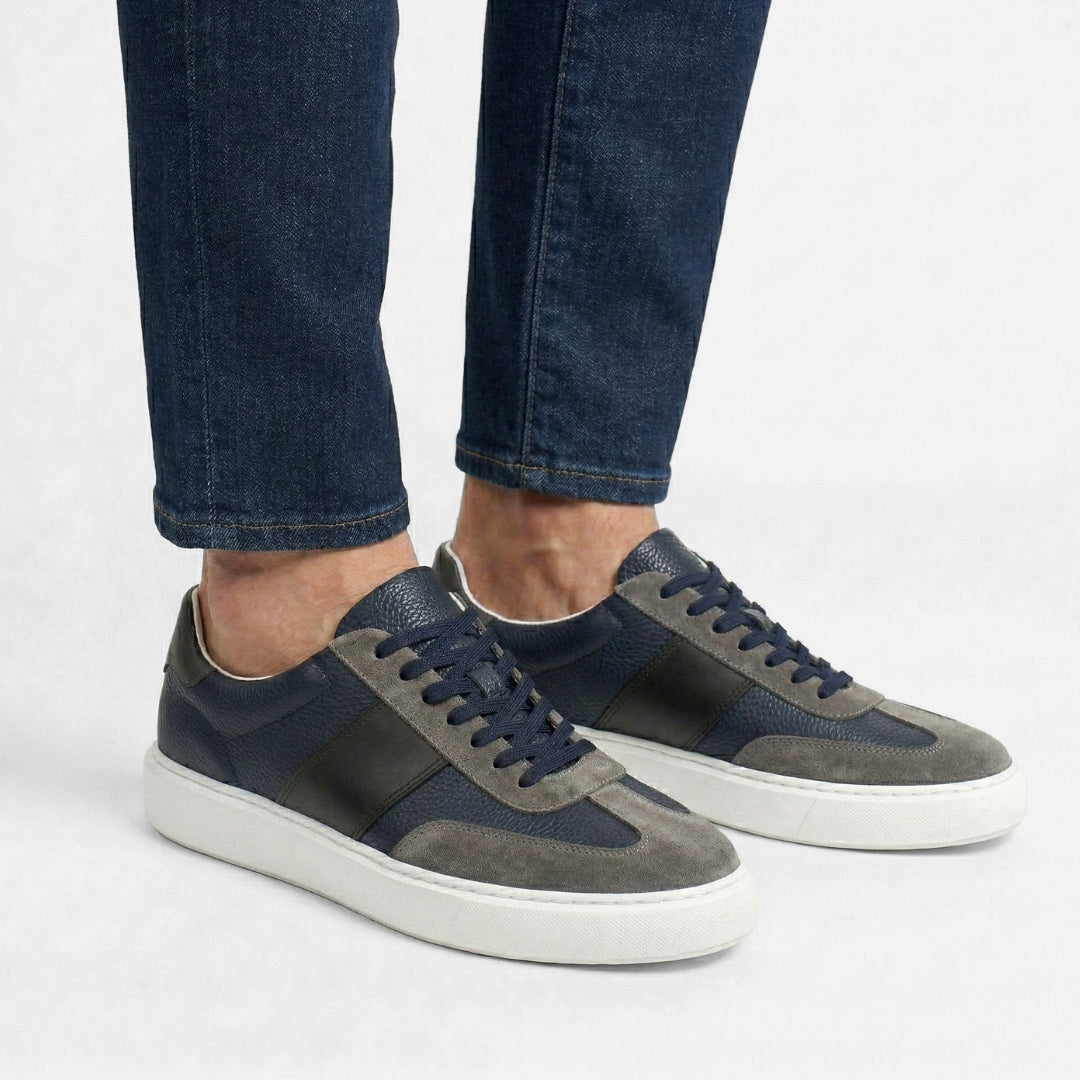 Enzo – Sneaker Cuir & Daim Bleu Nuit