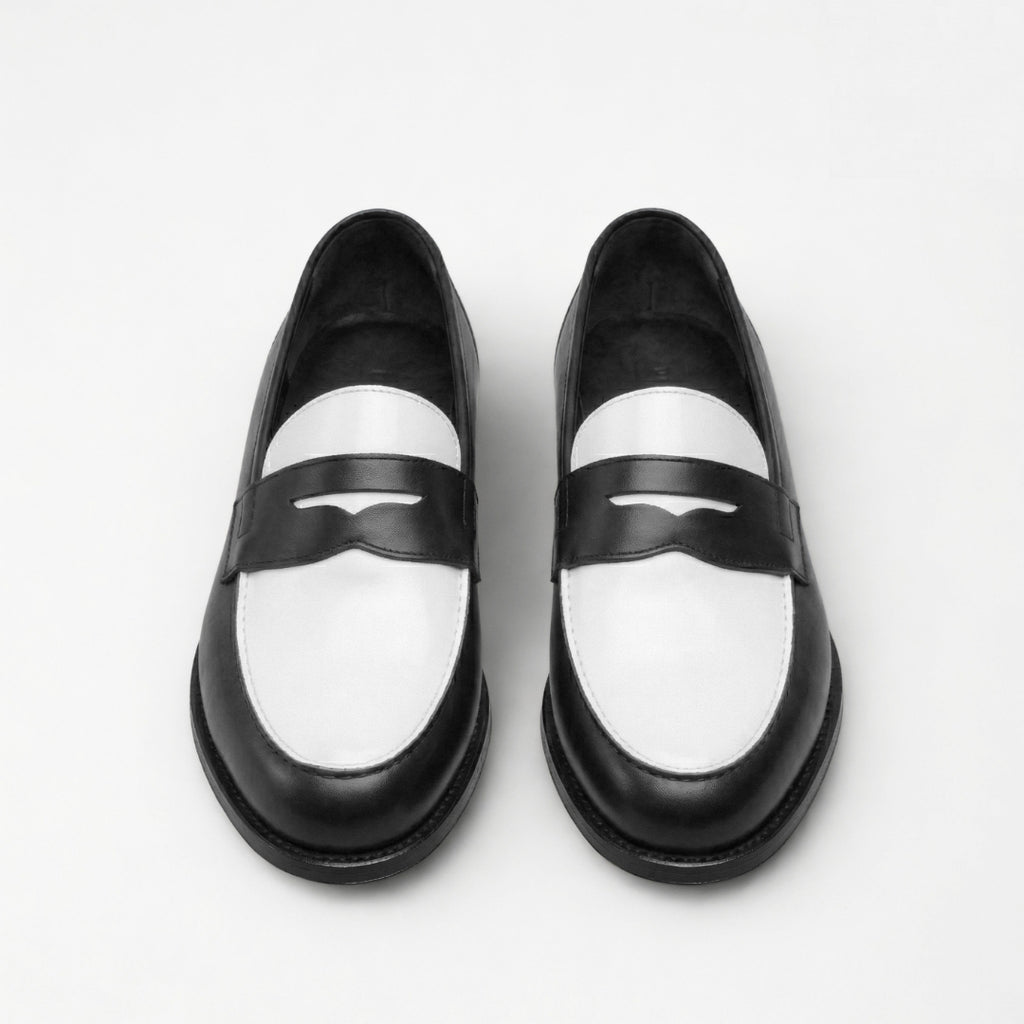 Luca Visione – Mocassin Cuir Noir & Blanc