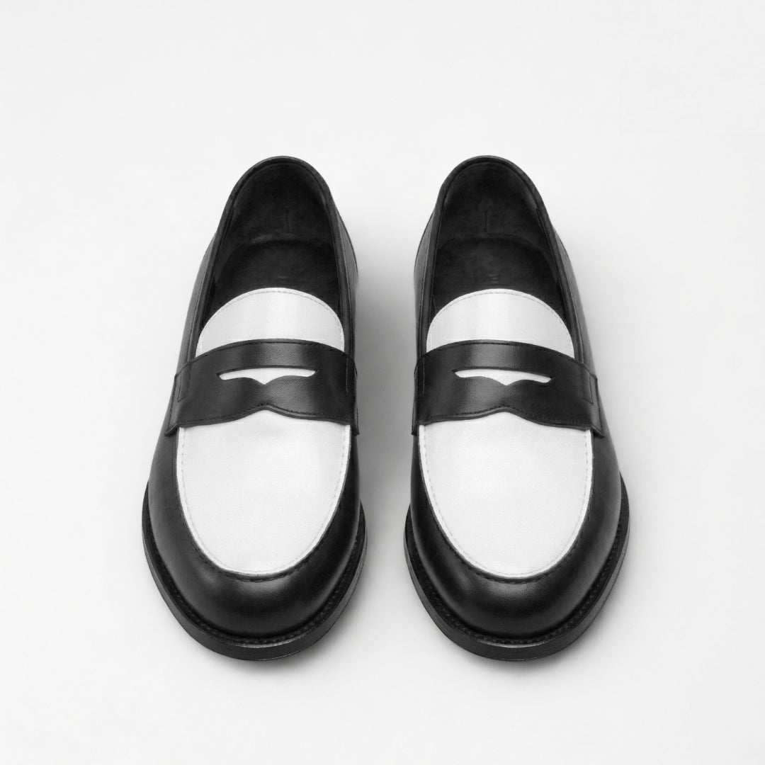 Luca Visione – Mocassin Cuir Noir & Blanc