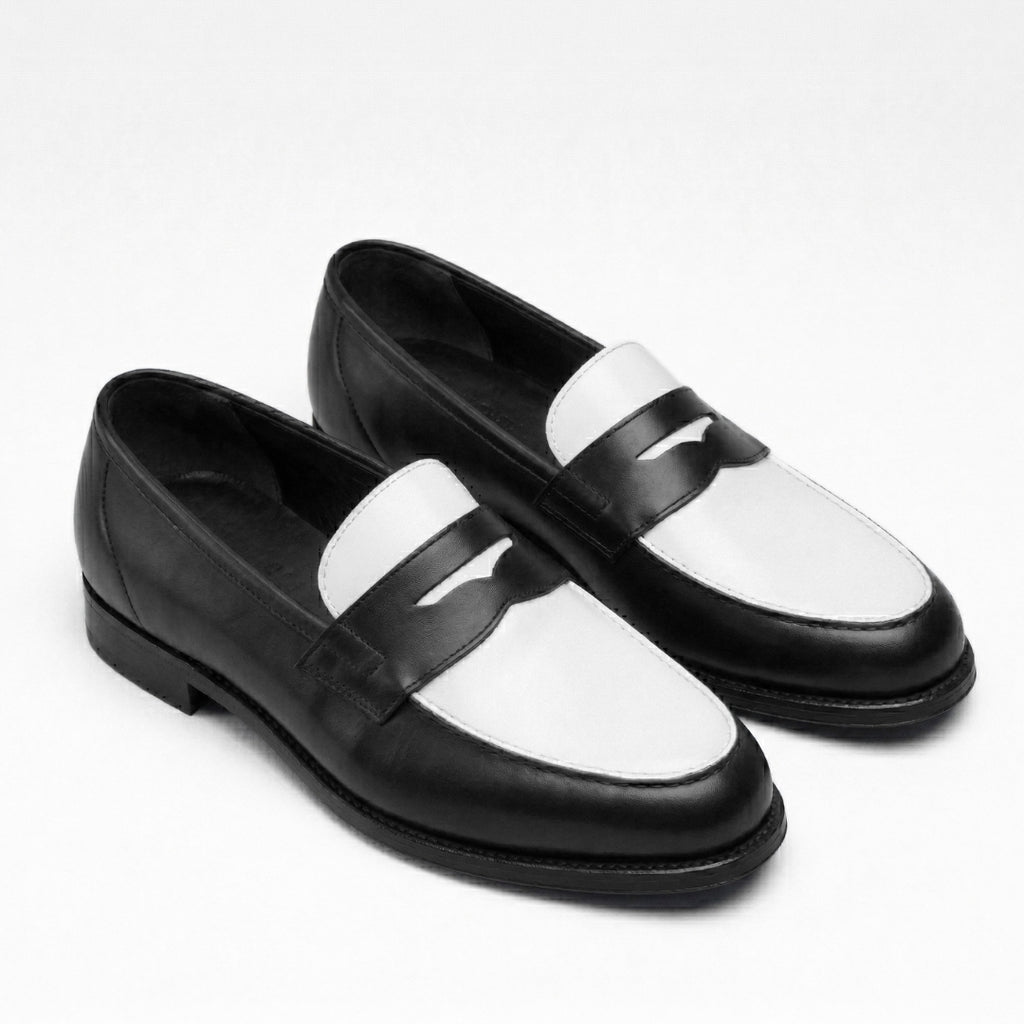 Luca Visione – Mocassin Cuir Noir & Blanc