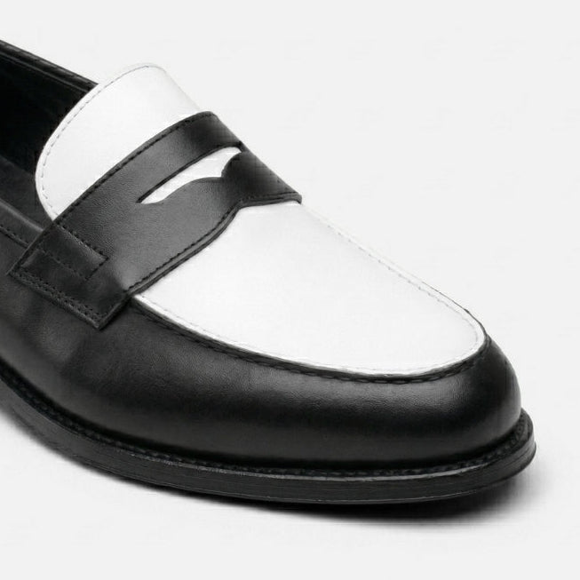 Luca Visione – Mocassin Cuir Noir & Blanc